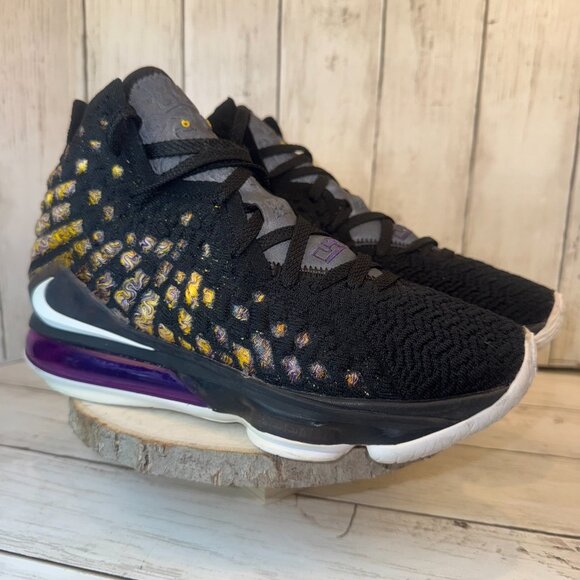 Nike Lebron XVII 17 Mens 7.5 "Lake Show" Black / White / Eggplant [BQ3177-004] - Picture 3 of 12